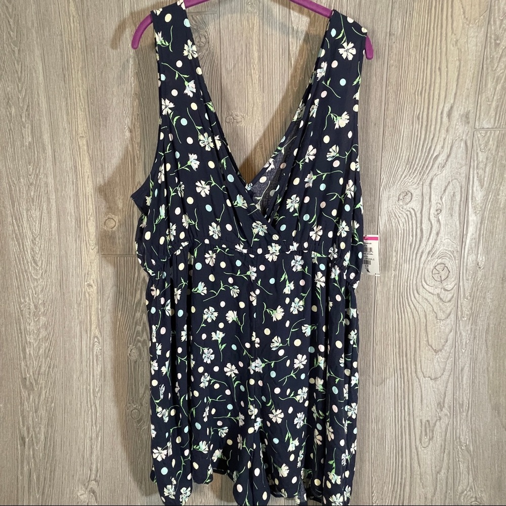 BP Nordstrom Navy Floral Crossback Romper Size 1X NWT
